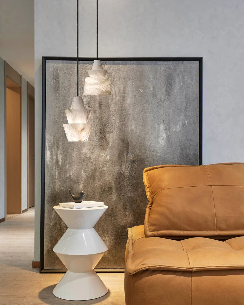 Brianna Alabaster Dining Table Pendant Modern Stacked Conical Pendant Light - Image 4