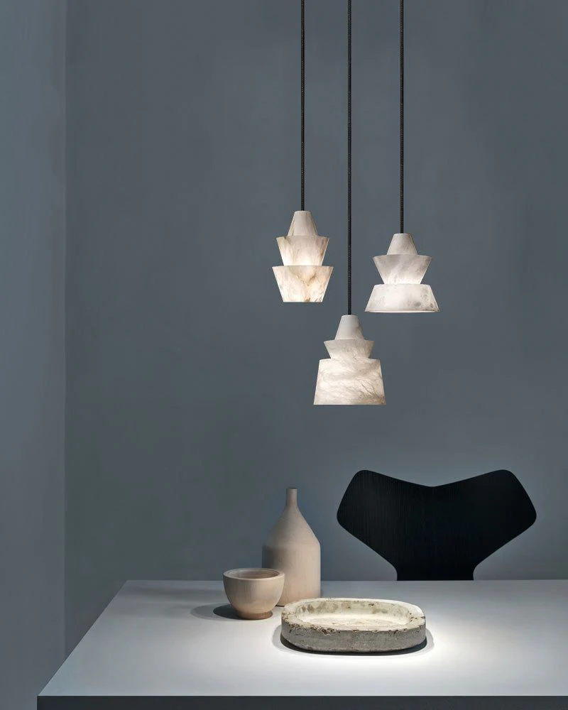 Brianna Alabaster Dining Table Pendant Modern Stacked Conical Pendant Light - Image 5