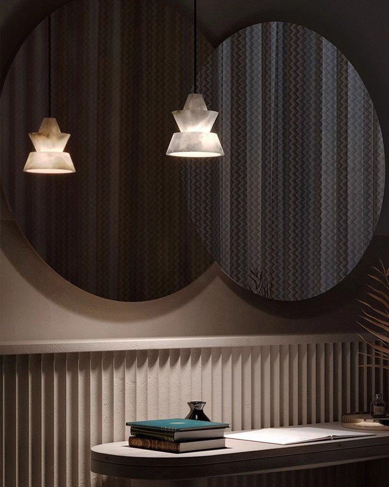 Brianna Alabaster Dining Table Pendant Modern Stacked Conical Pendant Light - Image 9
