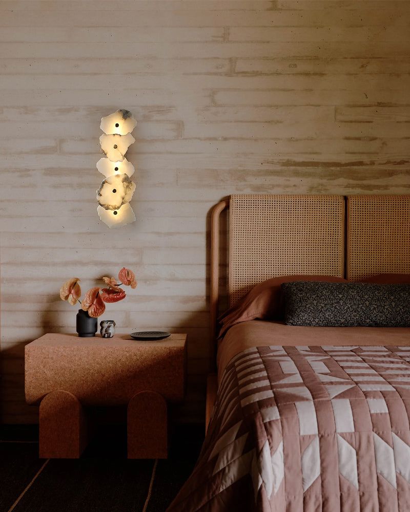Art Decor Multiple Irregularity Shape LED Brass wall sconces White Alabaster Shade - Image 11