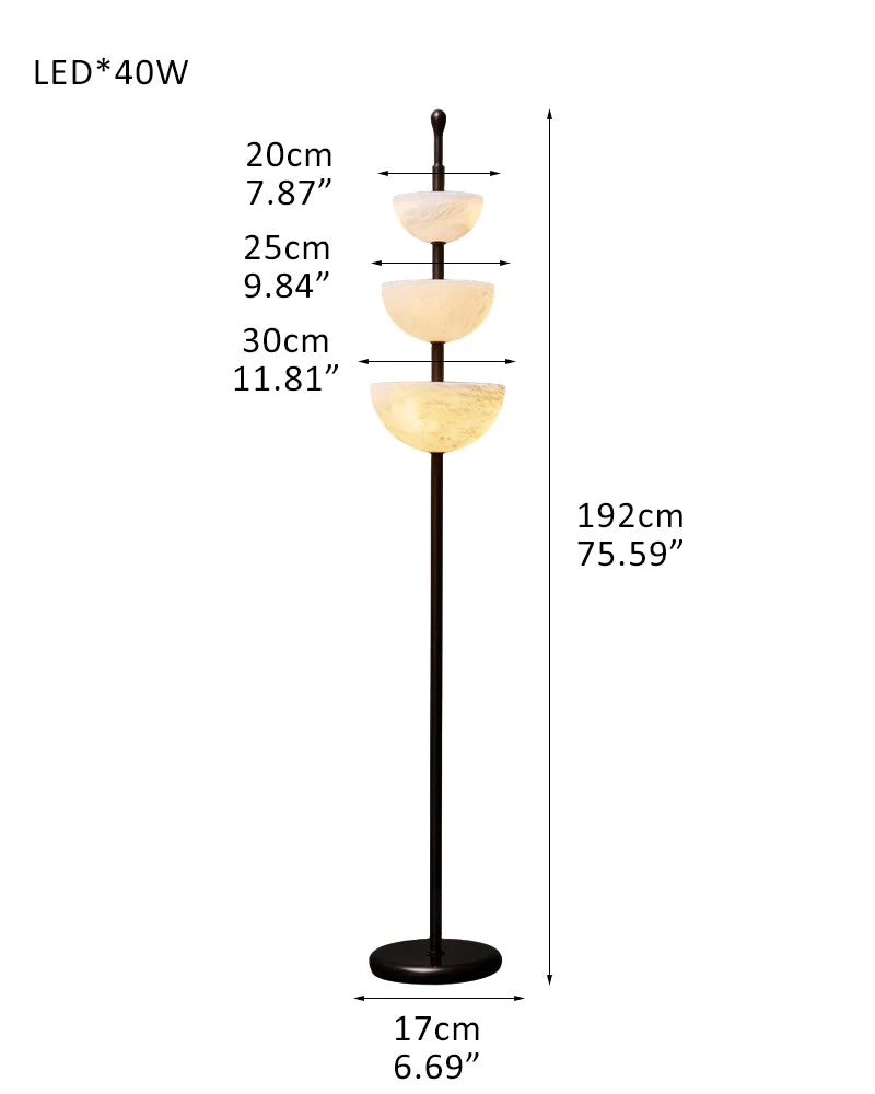 LED Bronze and Alabaster Triple Bowl Tall Floor Lamp 76in - Image 10