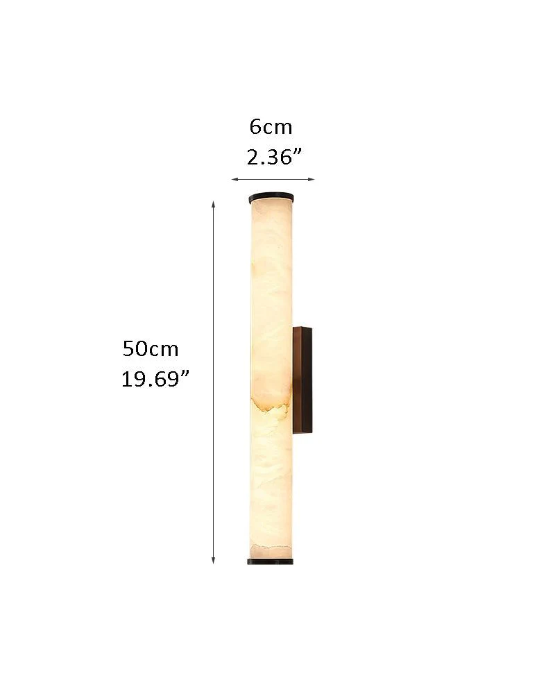 LED Copper Cylindrical Natural Marble Alabaster Wall Sconce Lamp - Image 20