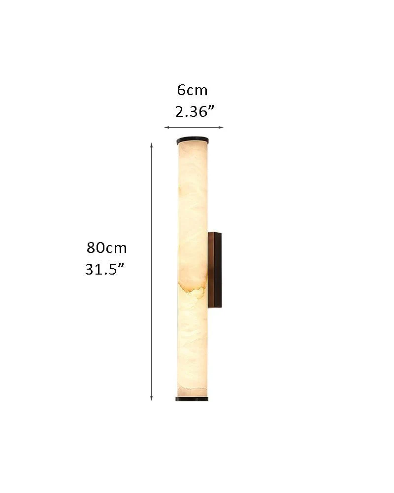 LED Copper Cylindrical Natural Marble Alabaster Wall Sconce Lamp - Image 22
