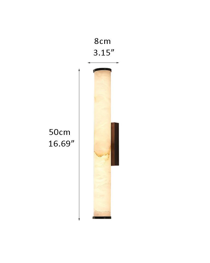 LED Copper Cylindrical Natural Marble Alabaster Wall Sconce Lamp - Image 23
