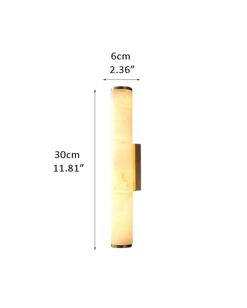 LED Copper Cylindrical Natural Marble Alabaster Wall Sconce Lamp - Image 25