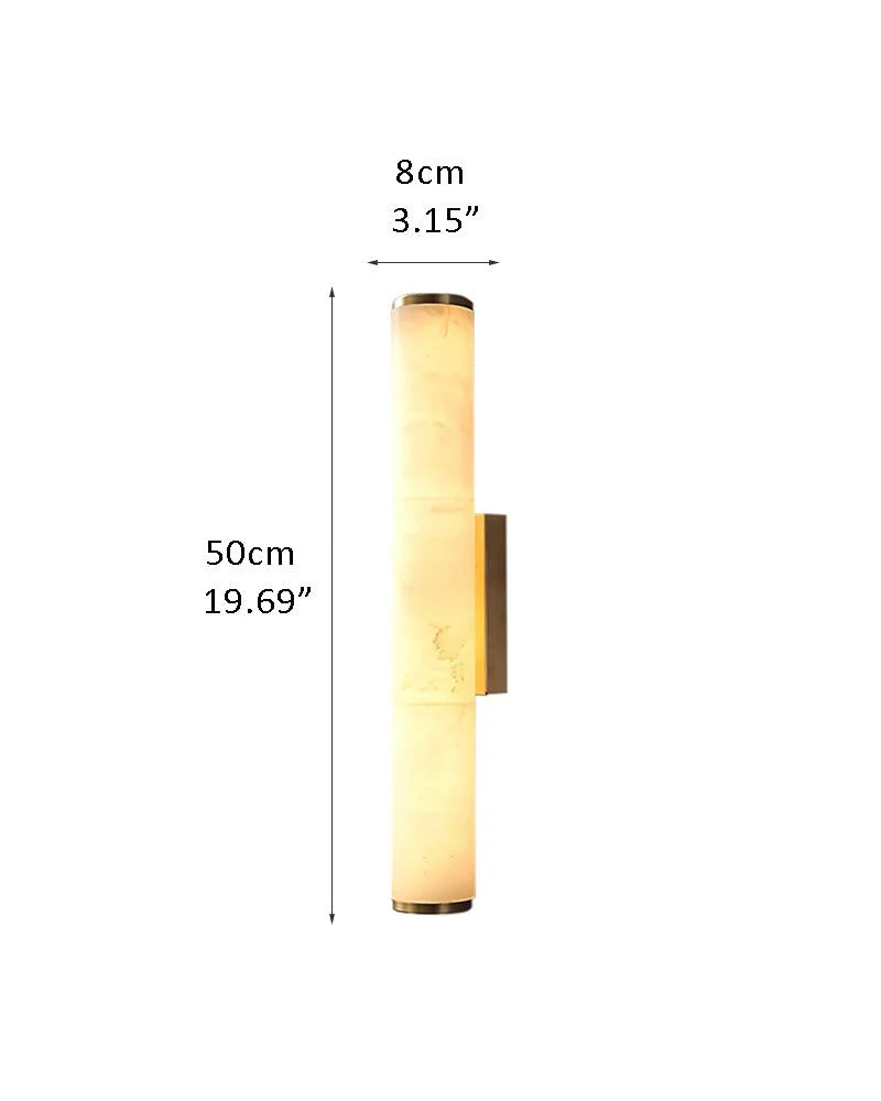 LED Copper Cylindrical Natural Marble Alabaster Wall Sconce Lamp - Image 27