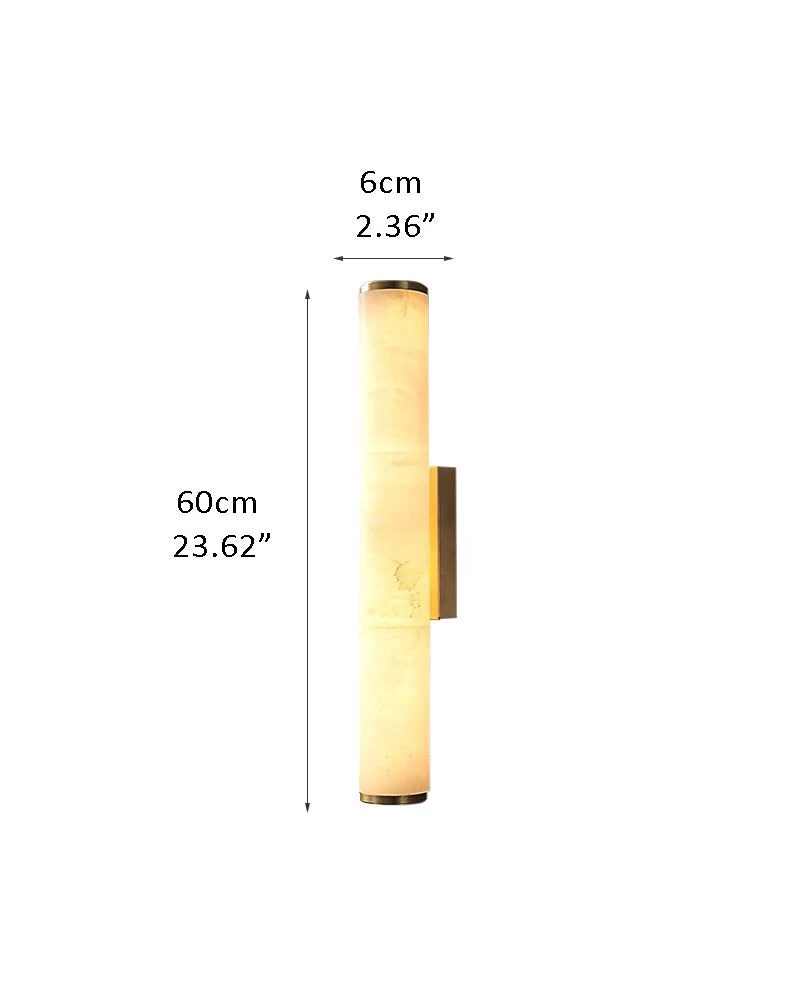 LED Copper Cylindrical Natural Marble Alabaster Wall Sconce Lamp - Image 28