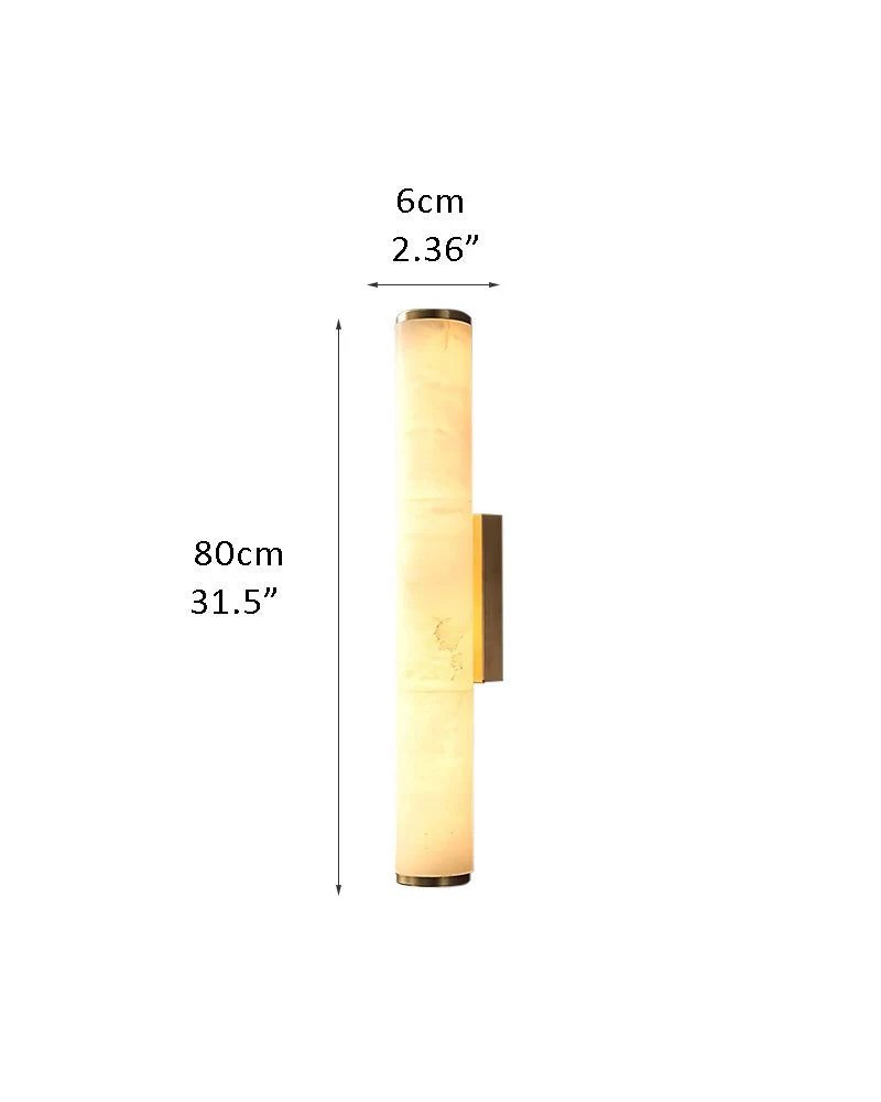 LED Copper Cylindrical Natural Marble Alabaster Wall Sconce Lamp - Image 29