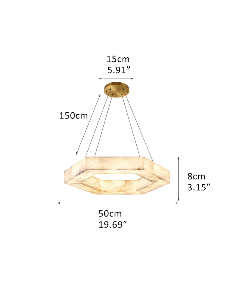 LED Hexagon Marble Pendant Lamp | Double/Triple Ring Design - Image 13