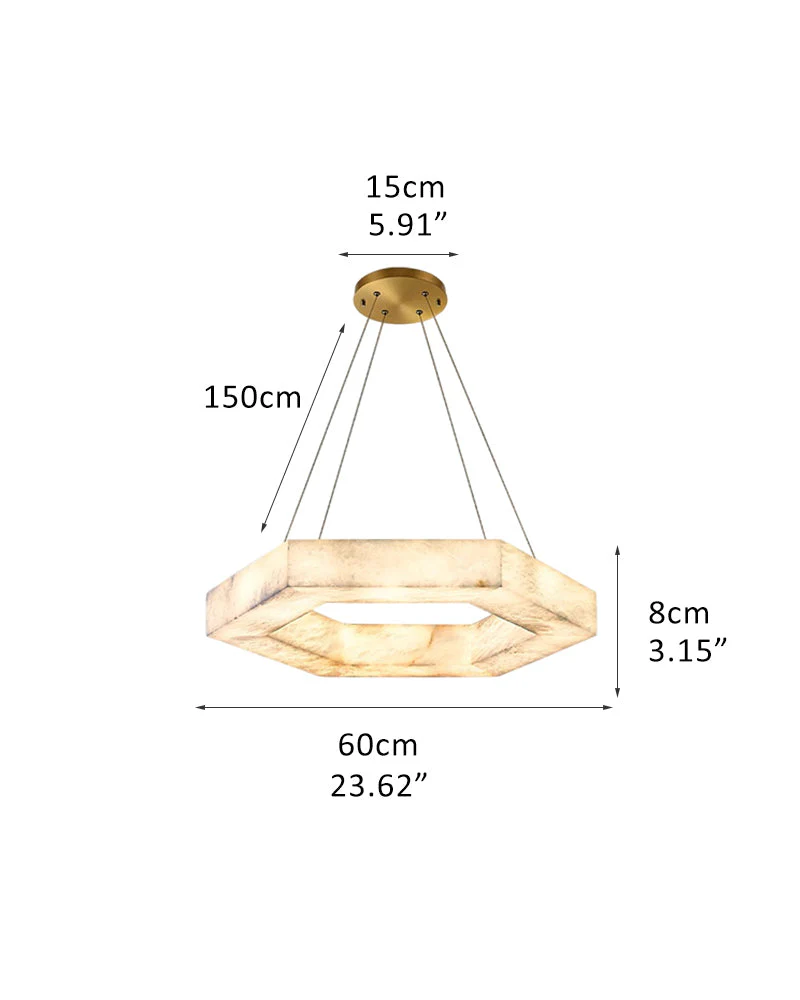 LED Hexagon Marble Pendant Lamp | Double/Triple Ring Design - Image 16