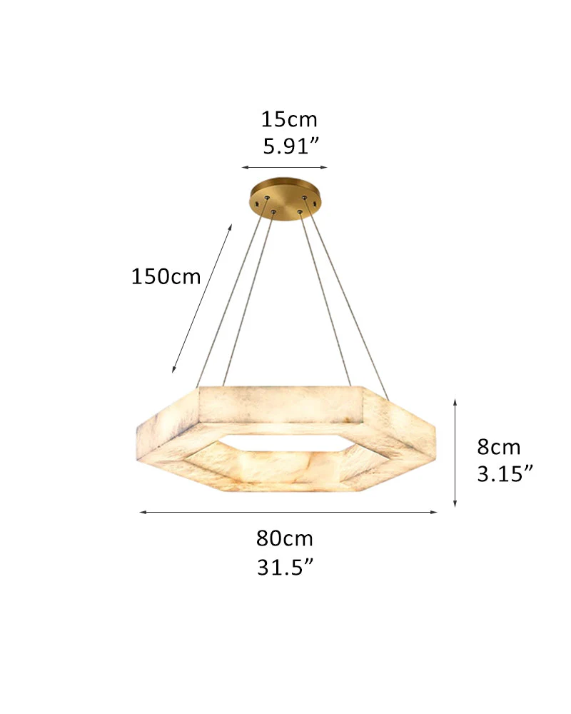 LED Hexagon Marble Pendant Lamp | Double/Triple Ring Design - Image 18