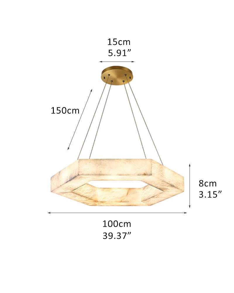 LED Hexagon Marble Pendant Lamp | Double/Triple Ring Design - Image 19