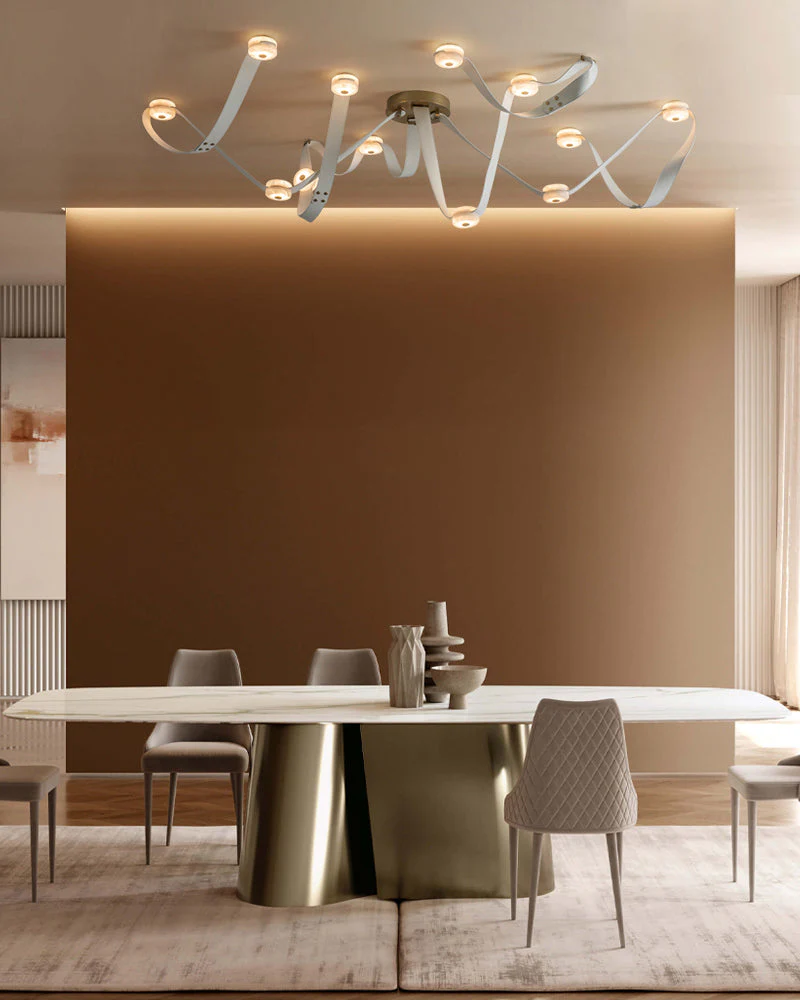 LED Mini SNAPS Module Ceiling Alabaster Pendant Light with Brown Leather Straps - Image 19