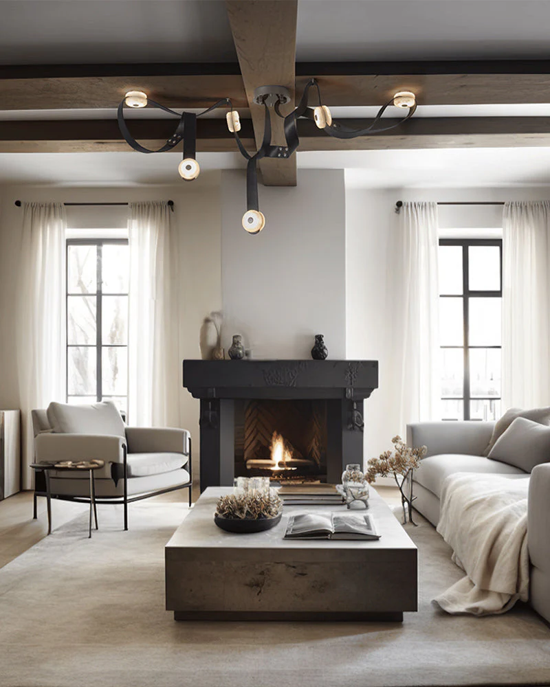 LED Mini SNAPS Module Ceiling Alabaster Pendant Light with Brown Leather Straps - Image 22