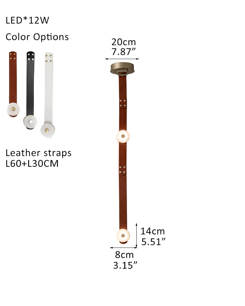 LED Mini SNAPS Module Ceiling Alabaster Pendant Light with Brown Leather Straps - Image 25