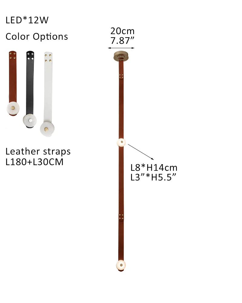 LED Mini SNAPS Module Ceiling Alabaster Pendant Light with Brown Leather Straps - Image 26