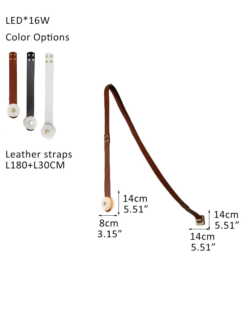LED Mini SNAPS Module Ceiling Alabaster Pendant Light with Brown Leather Straps - Image 27