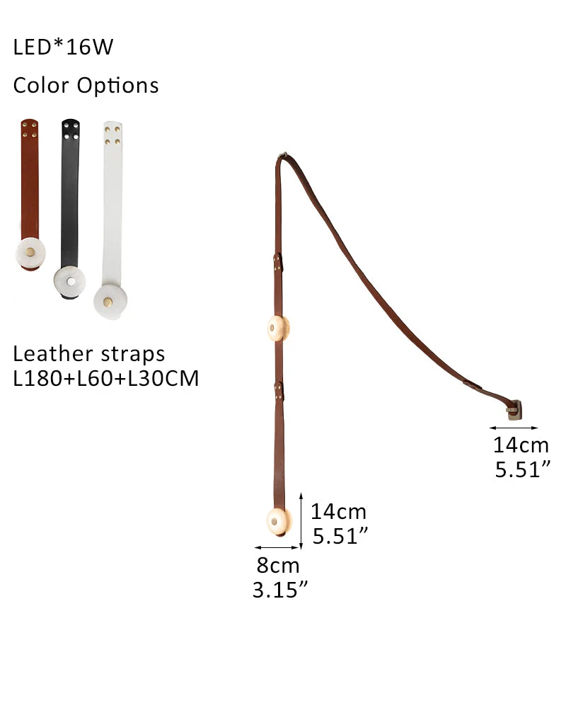 LED Mini SNAPS Module Ceiling Alabaster Pendant Light with Brown Leather Straps - Image 28