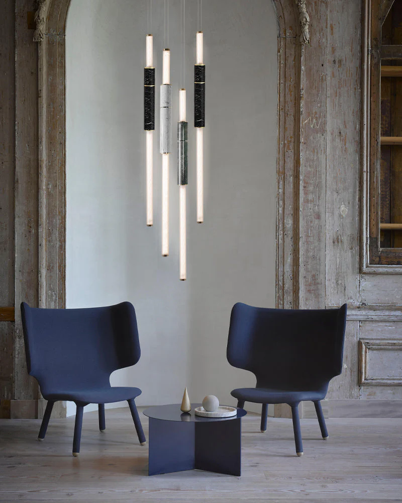 Linear Pipe Alabaster & Acrylic Pendant Light for dining room | vertically & horizontally - Image 4