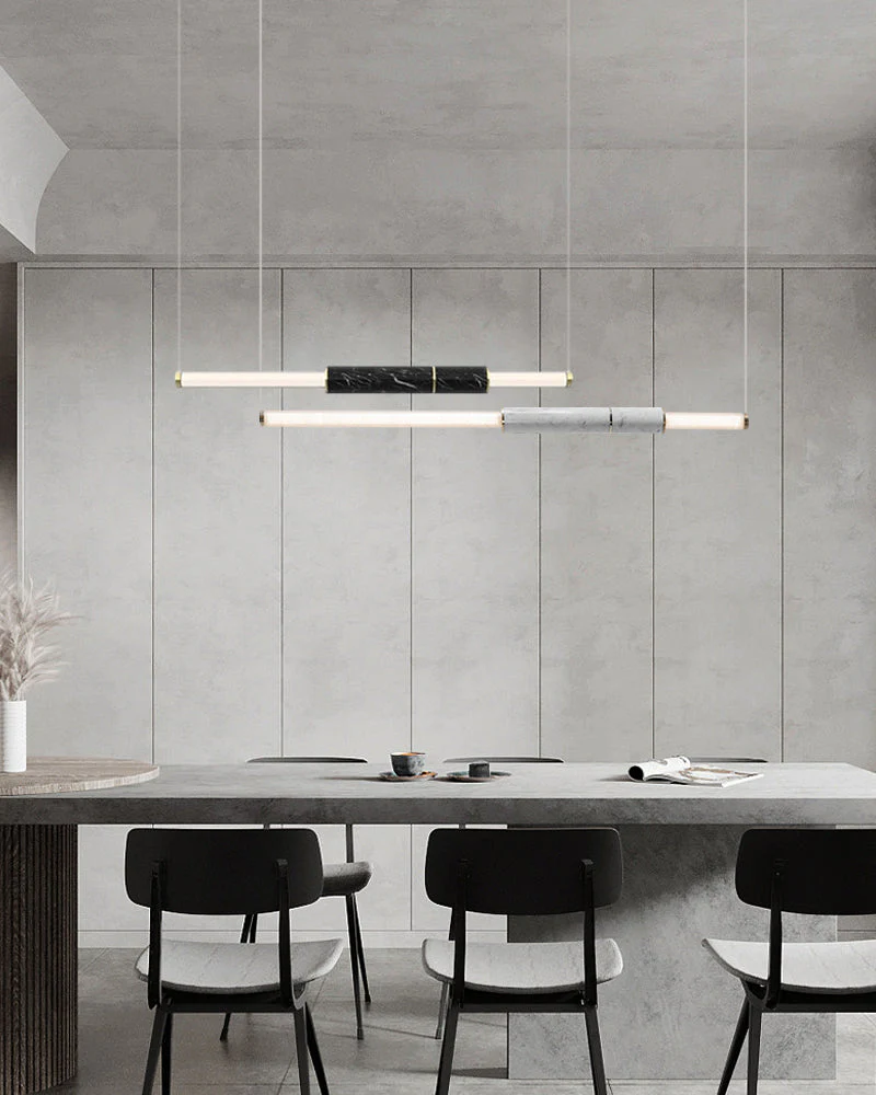 Linear Pipe Alabaster & Acrylic Pendant Light for dining room | vertically & horizontally - Image 9