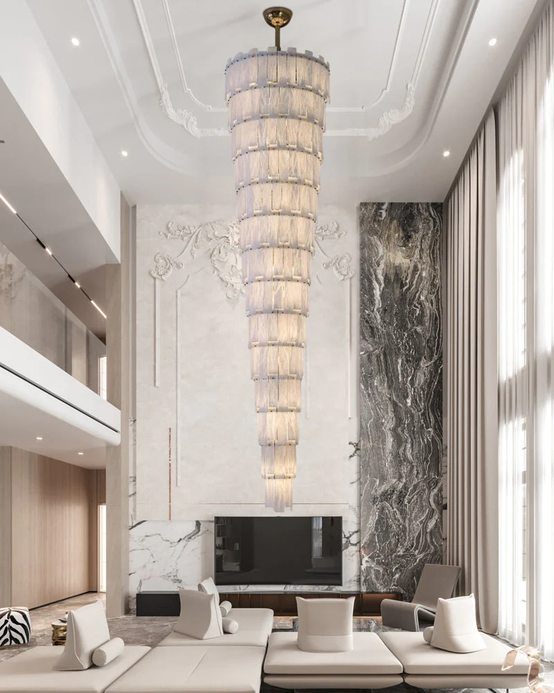 Long Cascading Alabaster Staircase Chandelier - Image 4