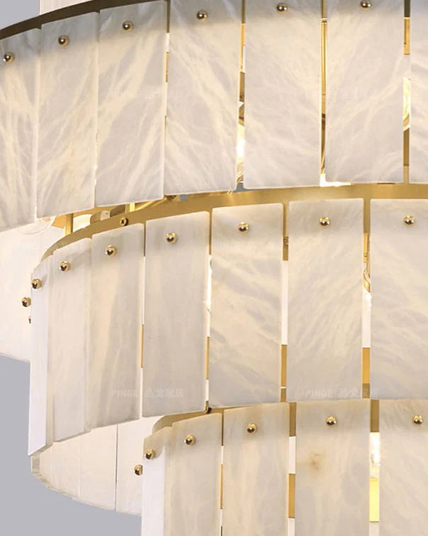 Long Cascading Alabaster Staircase Chandelier - Image 5
