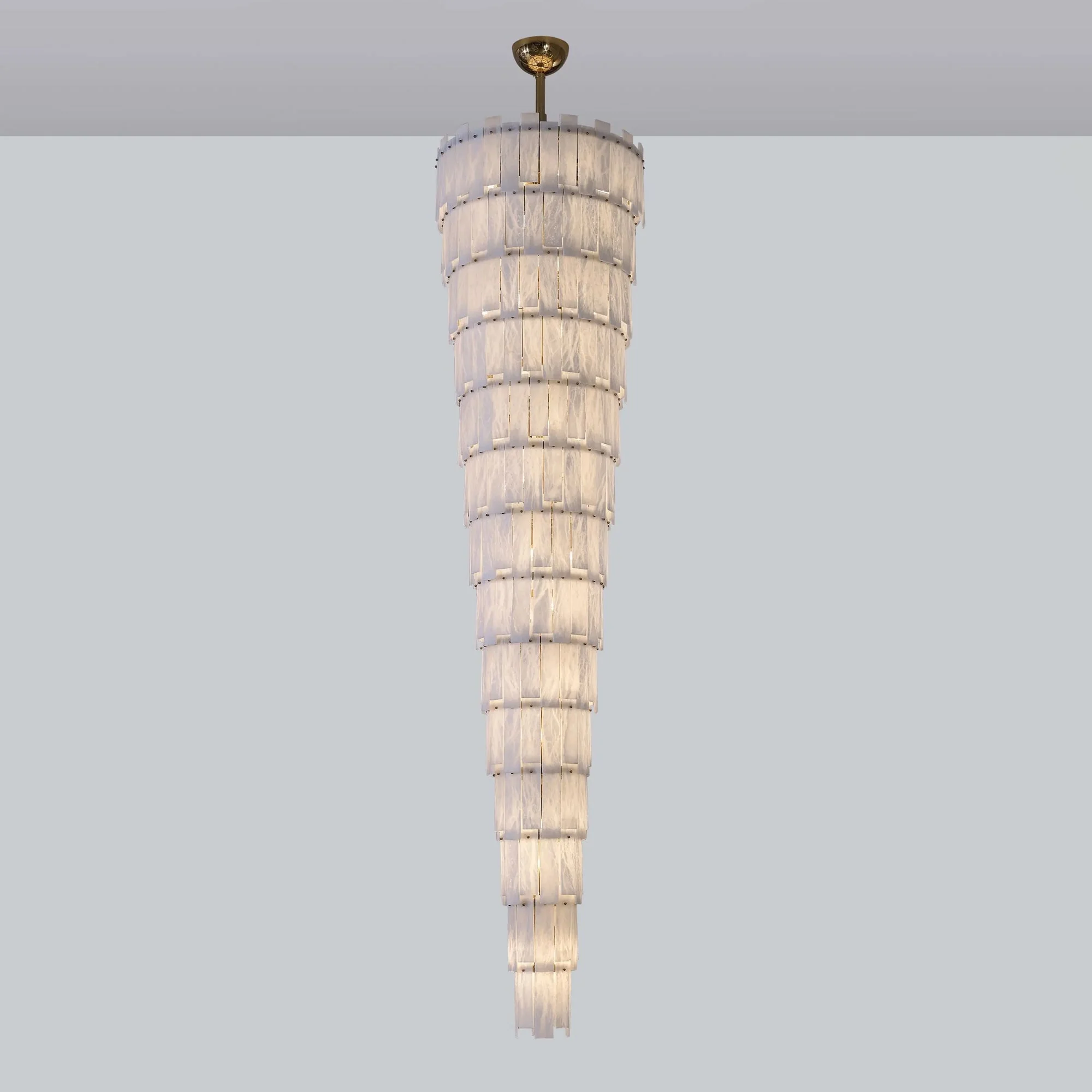 Long Cascading Alabaster Staircase Chandelier - Image 7