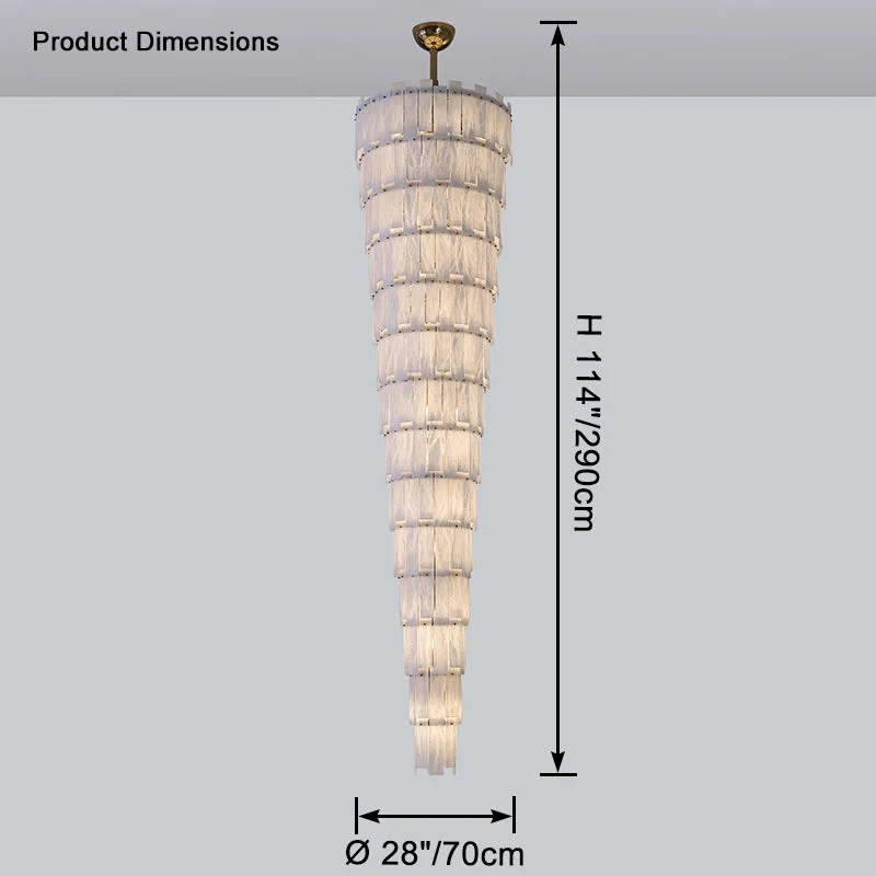 Long Cascading Alabaster Staircase Chandelier - Image 8