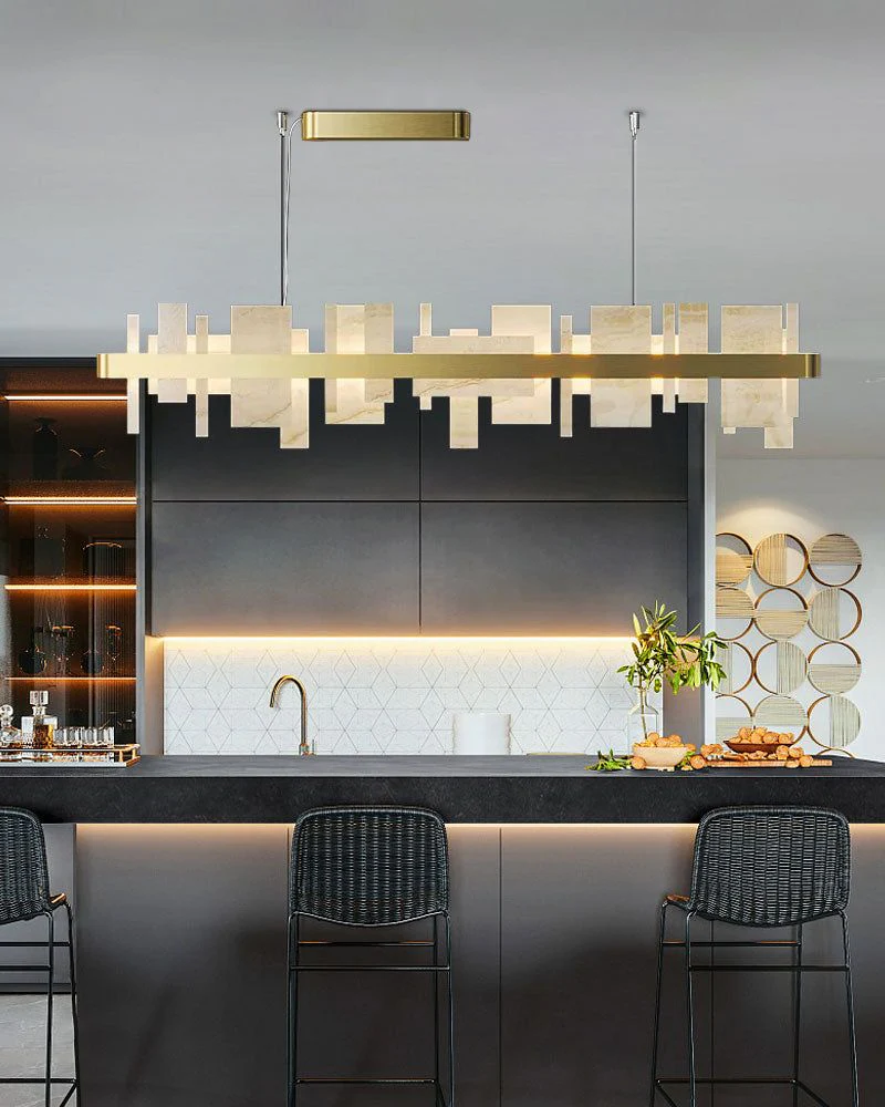 Long Cord Alabaster Ceiling Pendant Light Brushed Gold - Image 12