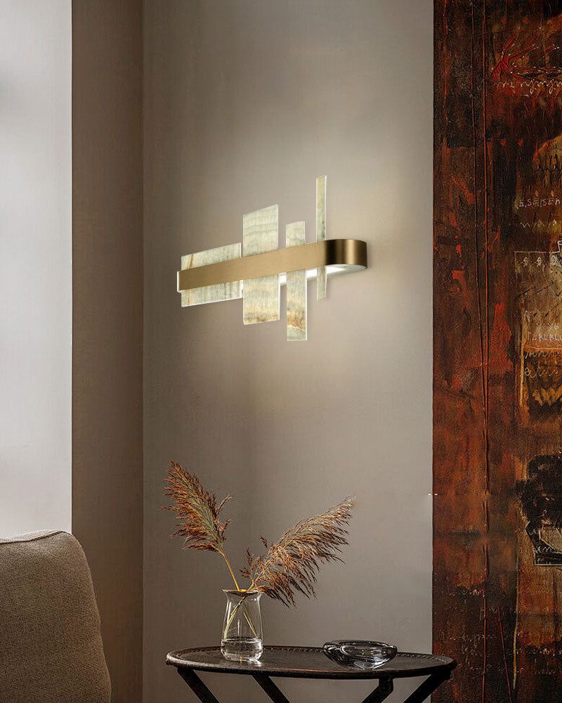 Long Cord Alabaster Ceiling Pendant Light Brushed Gold - Image 5