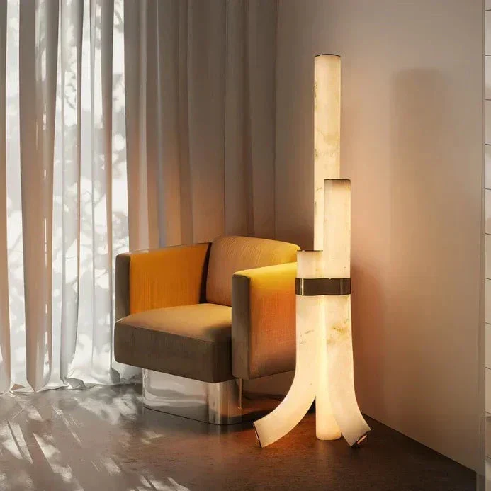 Natural Alabaster And Brass Led Floor Lamp - Image 7
