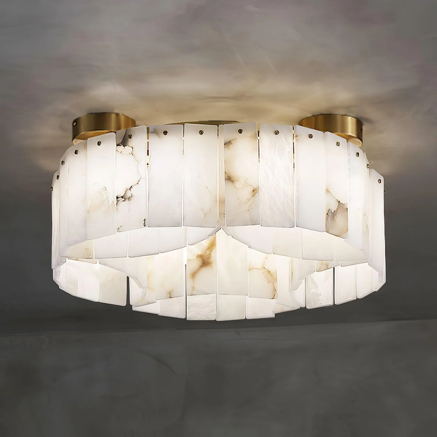 Luxe Alabaster Brass Ceiling Lamp - Image 10