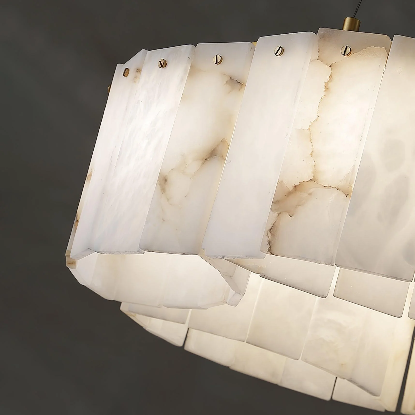 Luxe Alabaster Brass Ceiling Lamp - Image 16