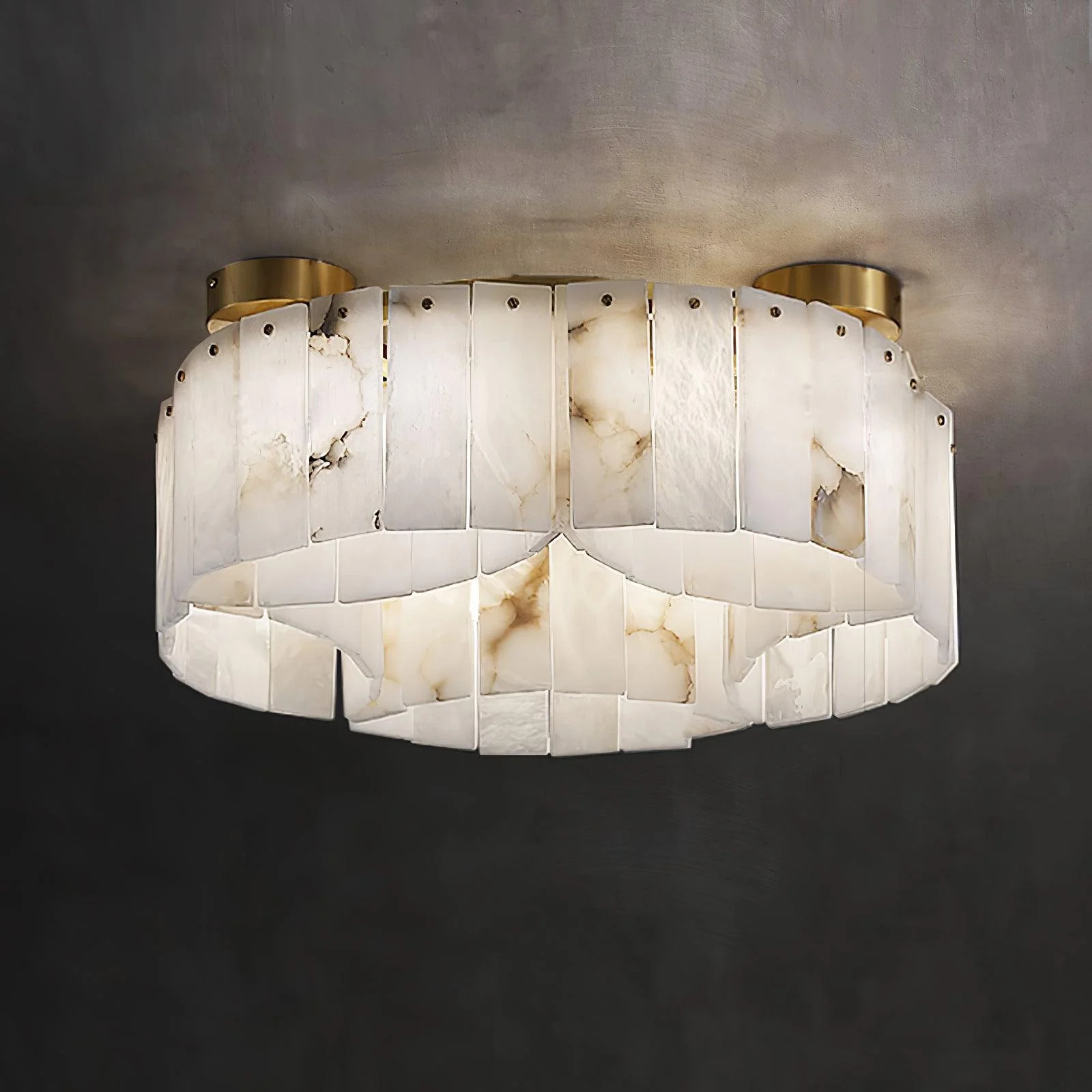 Luxe Alabaster Brass Ceiling Lamp - Image 19