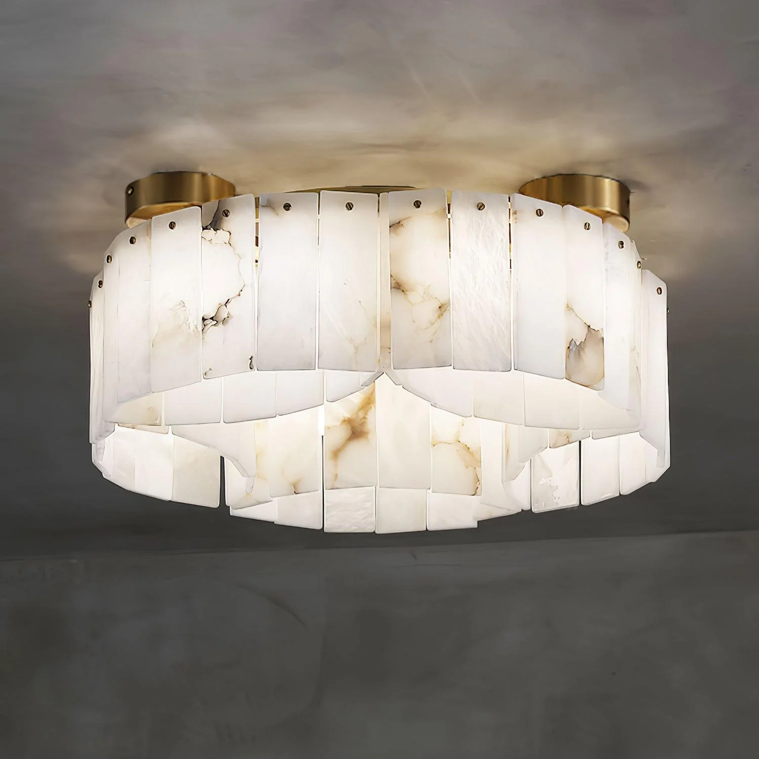 Luxe Alabaster Brass Ceiling Lamp - Image 2