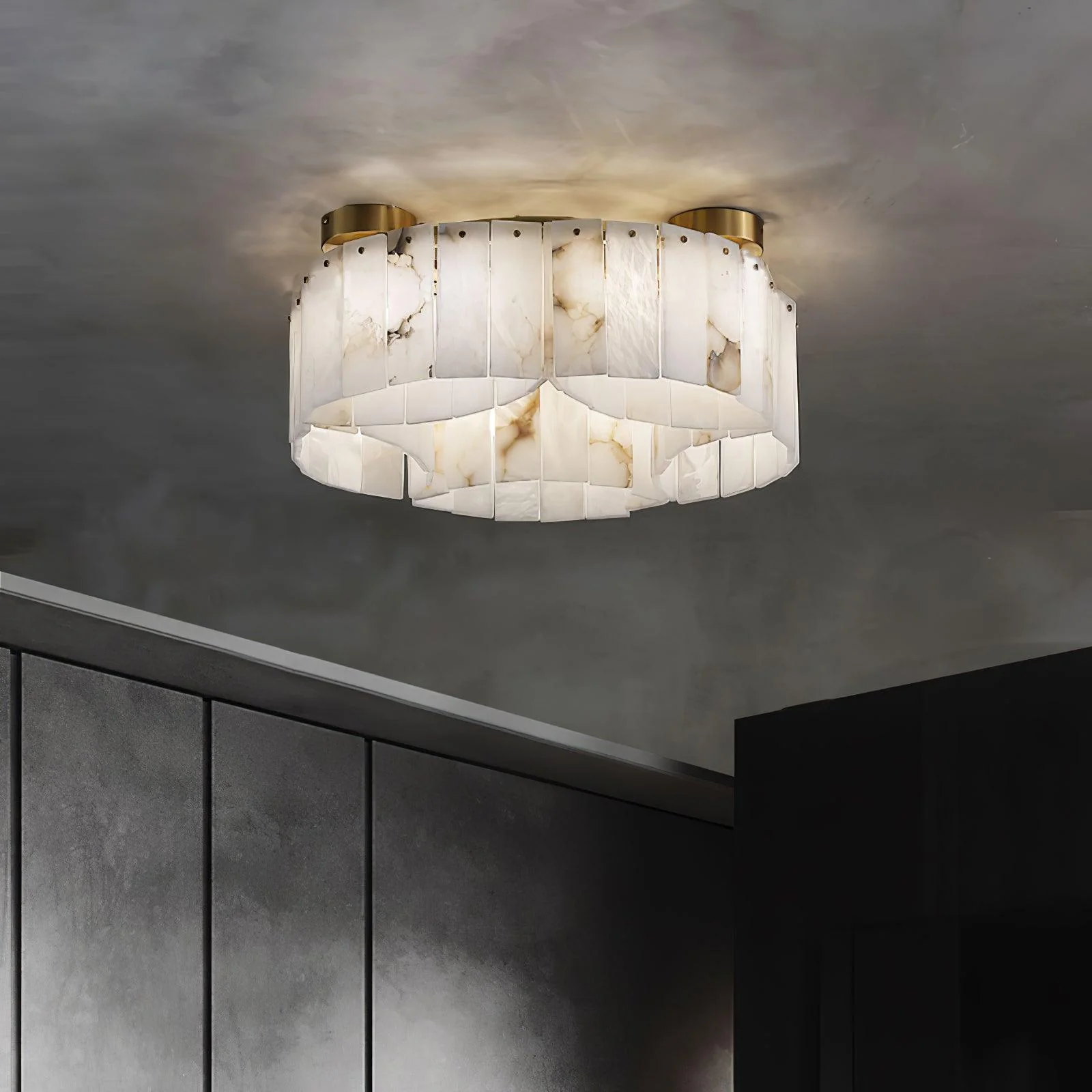 Luxe Alabaster Brass Ceiling Lamp - Image 20