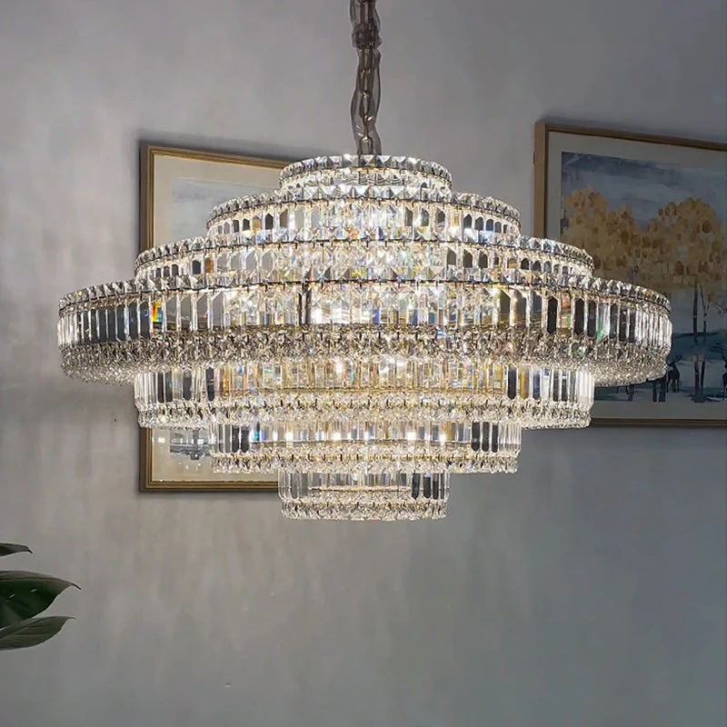 Luxury Cake Shape Living Room Crystal Chandelier - Image 4