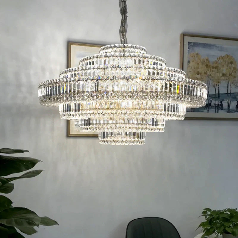 Luxury Cake Shape Living Room Crystal Chandelier - Image 7