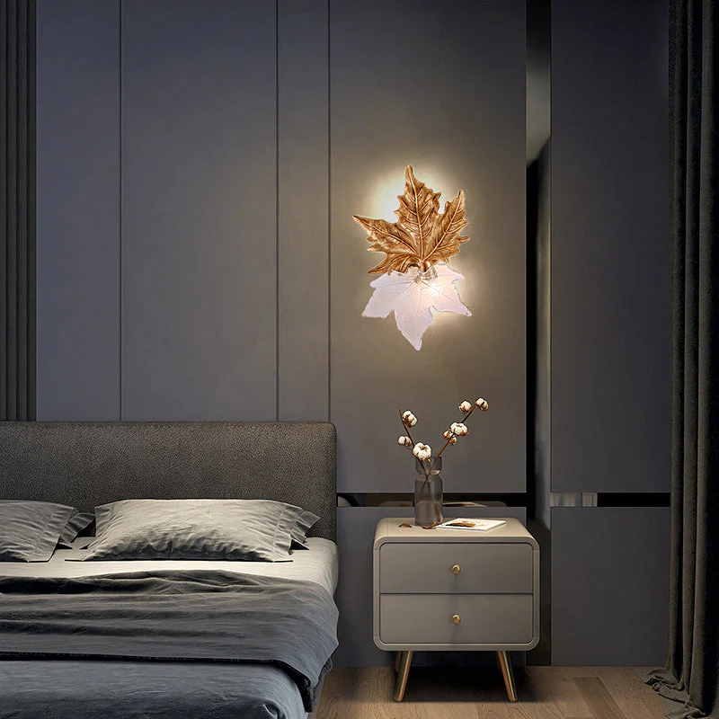 Maple Leaf Brass Wall Sconces - Image 3