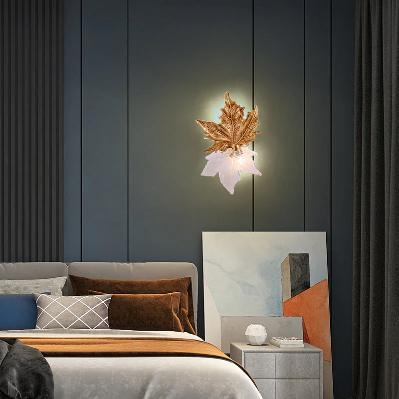 Maple Leaf Brass Wall Sconces - Image 5