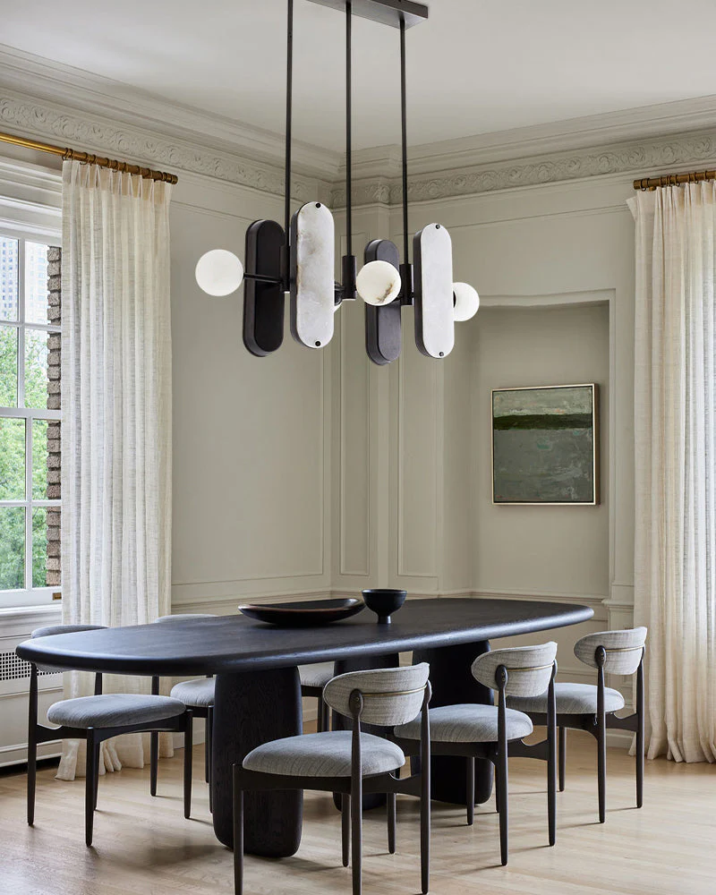 8-Light LED Linear Pendant Lighting in White Alabaster - Image 2