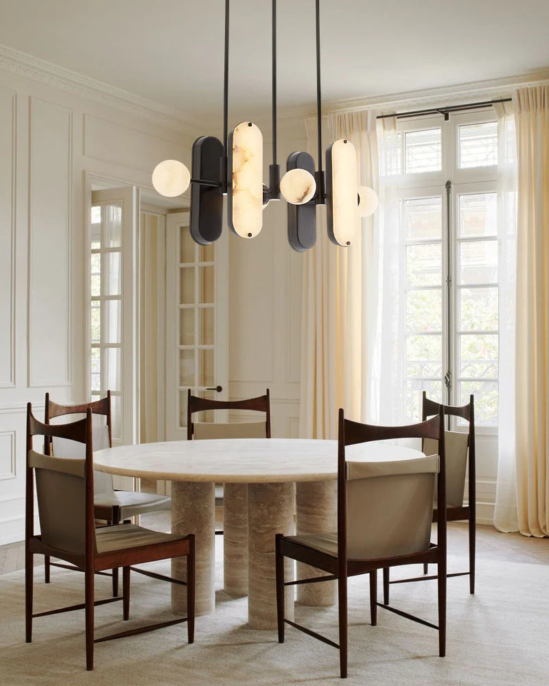 8-Light LED Linear Pendant Lighting in White Alabaster - Image 3