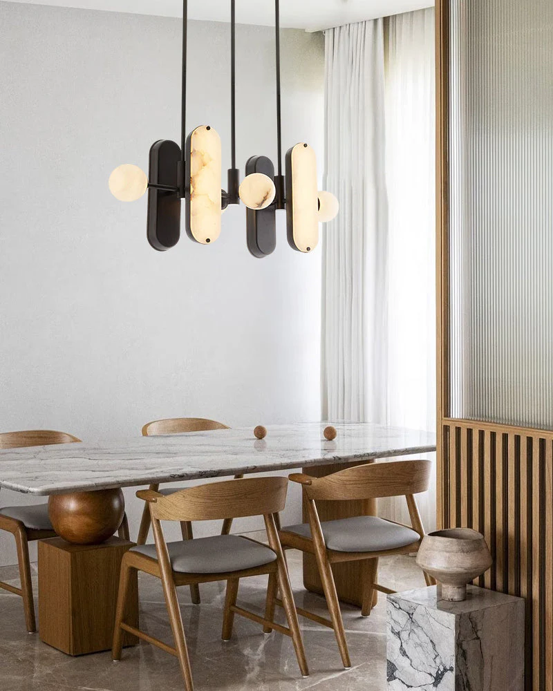 8-Light LED Linear Pendant Lighting in White Alabaster - Image 4