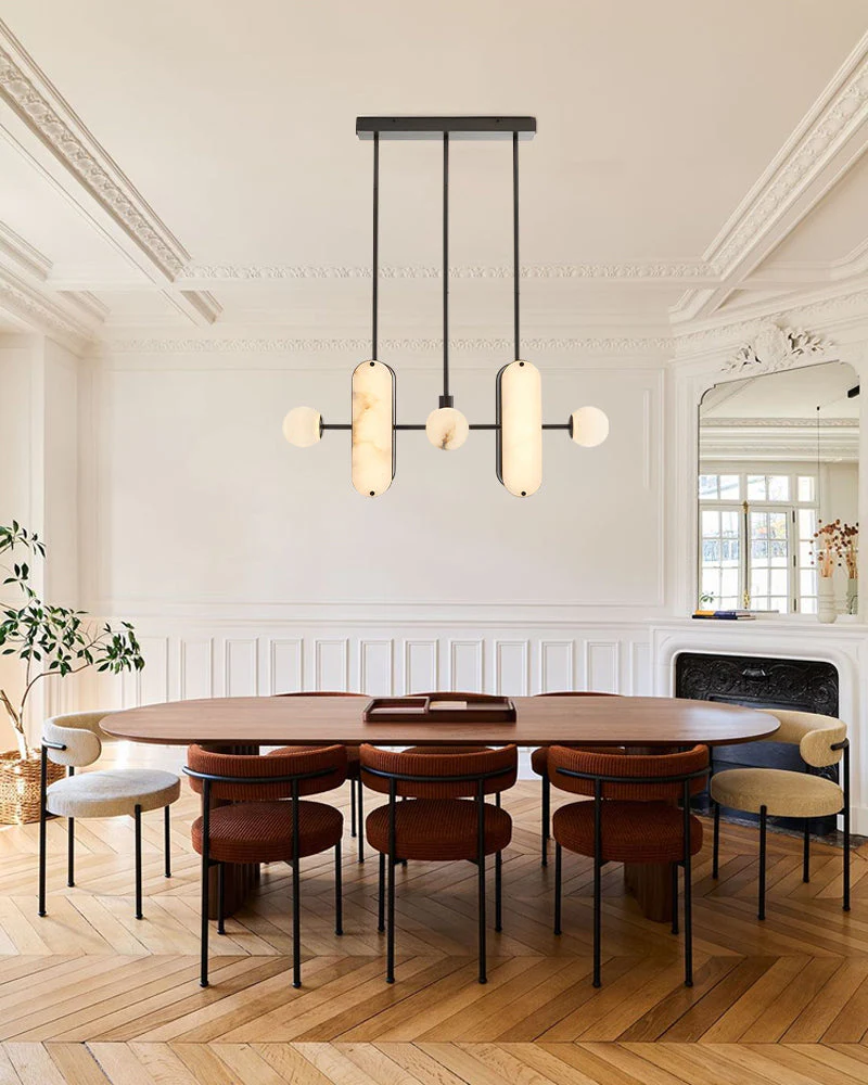 8-Light LED Linear Pendant Lighting in White Alabaster - Image 7