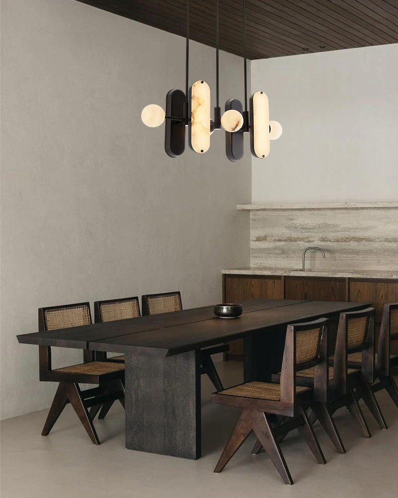 8-Light LED Linear Pendant Lighting in White Alabaster - Image 8