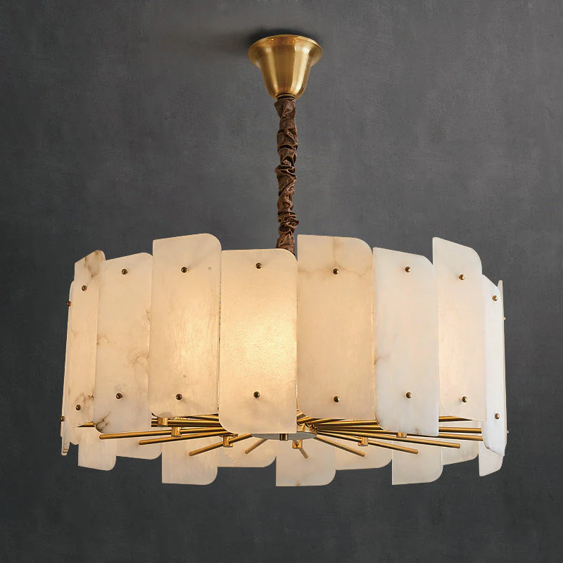 Lorry Alabaster Round Chandelier 20" 31" - Image 4