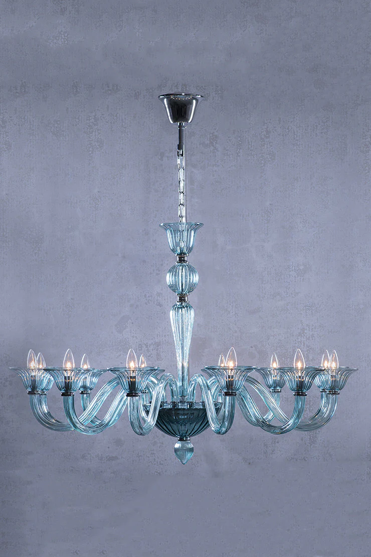 Marcella Venetian Blue Glass Chandelier 43" - Image 2