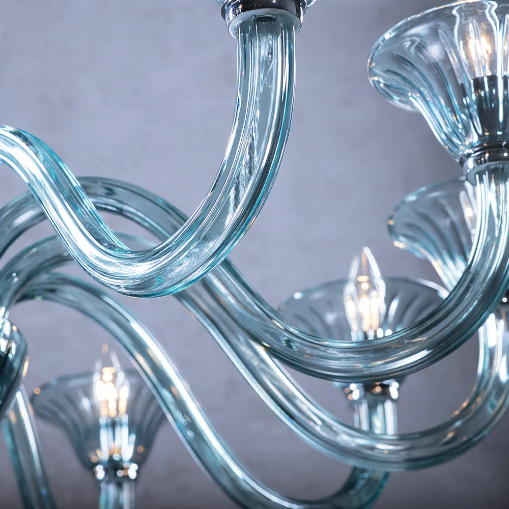 Marcella Venetian Blue Glass Chandelier 43" - Image 4