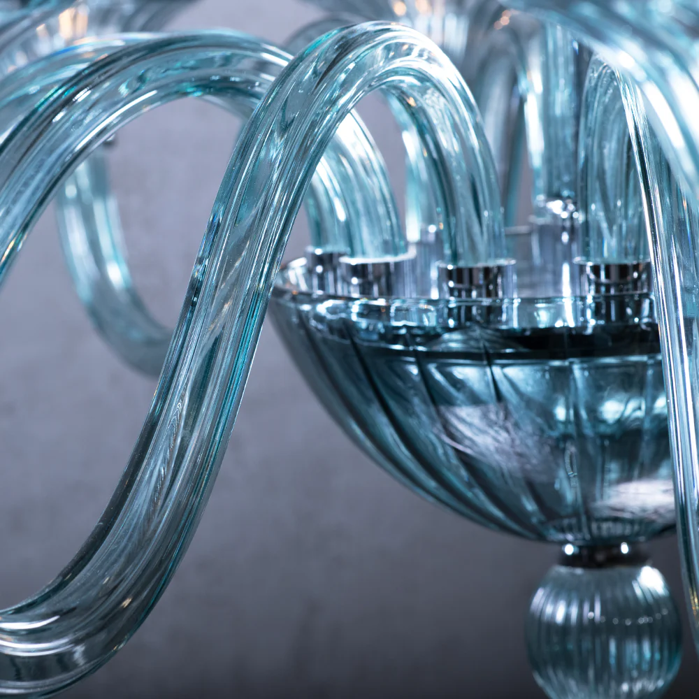 Marcella Venetian Blue Glass Chandelier 43" - Image 5