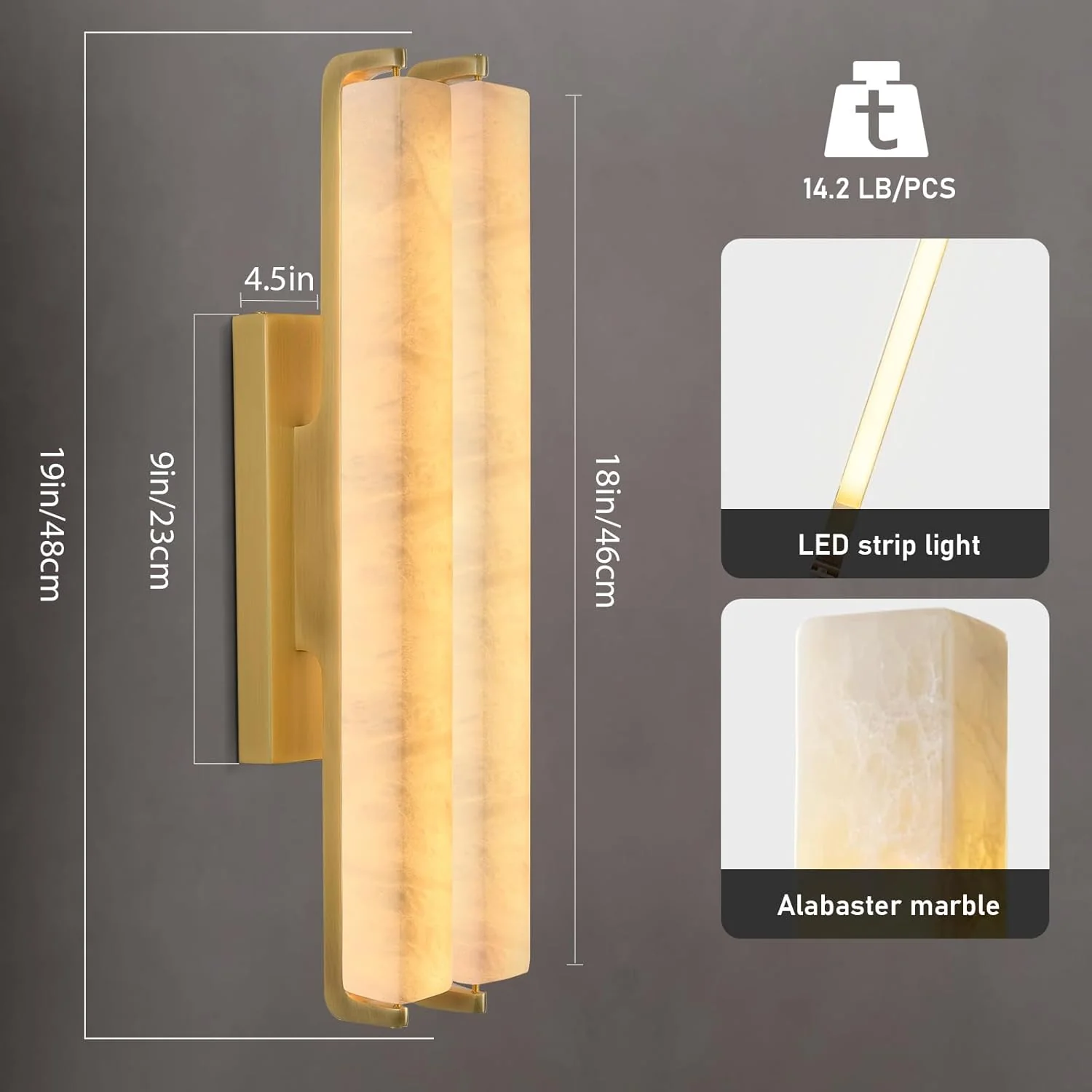 Elegant Alabaster Handcrafted Wall Sconce - Image 22